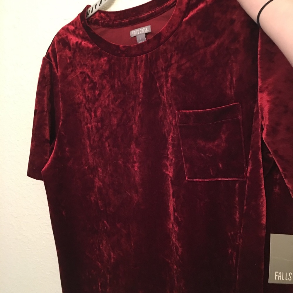 Red velvet oversized top